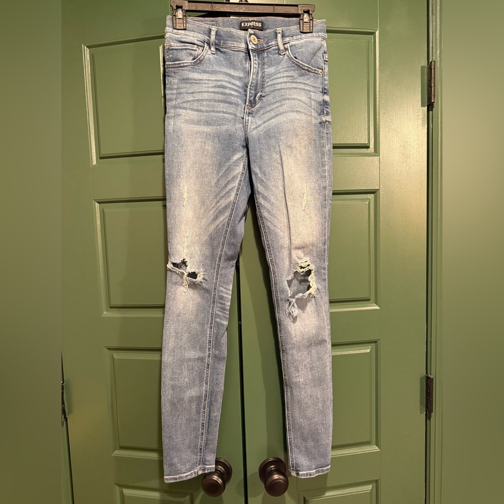 Express Light Blue Distressed Women's Jeggings